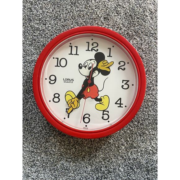 Lorus Other - VTG Working Lorus Mickey Mouse Wall Clock Quartz Red 10.5" Japan Disney